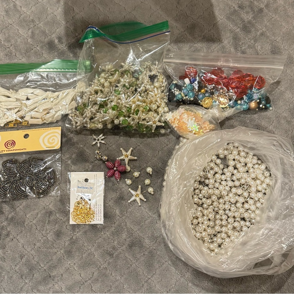 Assorted vintage Beads and Craft Supplies